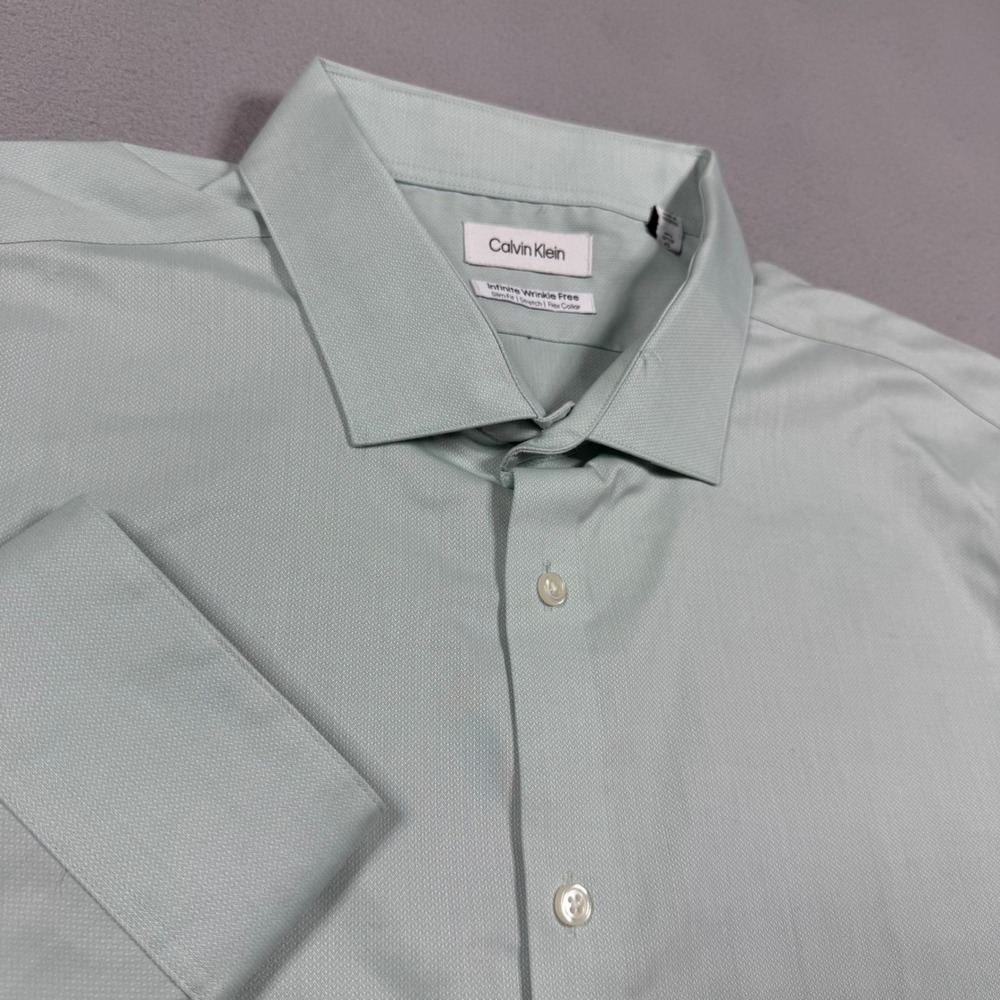 Calvin Klein Infinite Wrinkle Free Slim Fit Stretch Dress Shirt Mint Green L